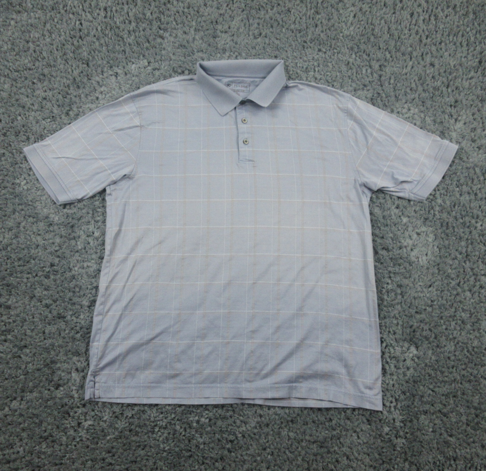 Jos A Bank Shirt Mens Extra Large Gray Plaid Faded Leadbetter Short Sleeve Polo